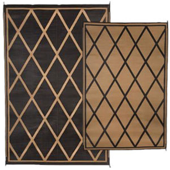 Picture of Faulkner  12'L x 9'W Black/ Beige Polypropylene Reversible Camping Mat 68888 01-1188                                         