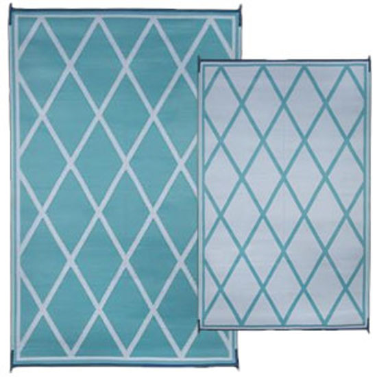 Picture of Faulkner  5'L x 3'W Turquoise/ White Polypropylene Reversible Camping Mat 68901 01-1190                                      