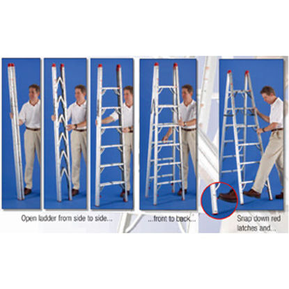 Picture of GP Logistics  6' Clear Anodized Aluminum Folding Step Ladder SLD-D6 03-0885                                                  