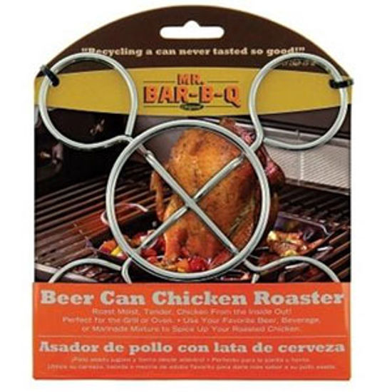 Picture of Mr Bar B-Q  Chrome SS 6.3"L x 6.3"W x 2.4"H Vertical Barbeque Grill Roasting Rack 06126X 03-2099                             