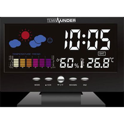 Picture of Black Color LCD Display Indoor Thermeter w/ Clock MRI-015KH 03-2300
