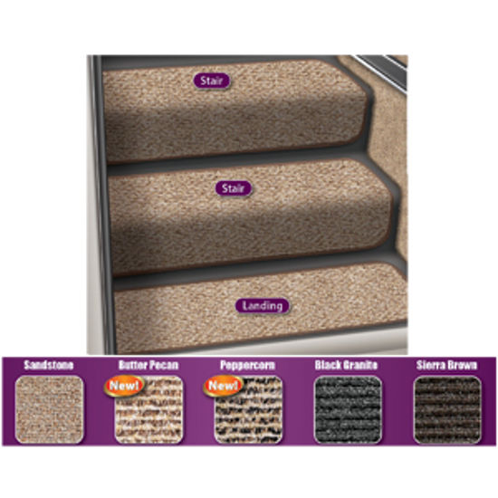 Picture of Prest-o-Fit Step Huggers (R) 23-1/2"L x 8"W Black Granite Step Rug for Landing Steps 5-1090 04-0444                          