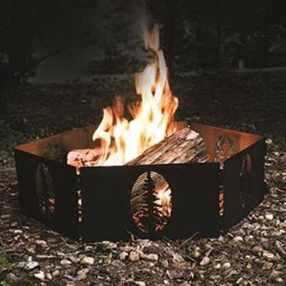 Picture of Camco  27"Dia Steel 6 Piece Hinged Fire Ring w/ Tree Cut-Outs 51091 06-0111                                                  