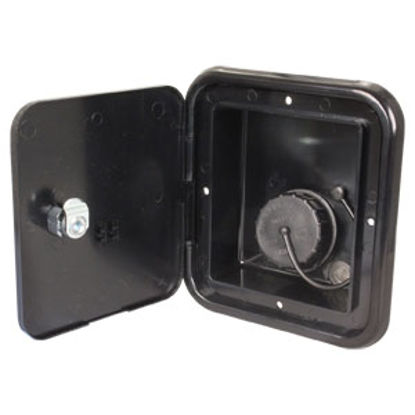 Picture of JR Products  Black 4-3/4"RO Lockable Water Hatch Access Door w/Tank Vent Connection JFE13-A 10-0036                          