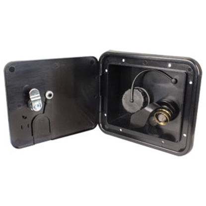 Picture of JR Products  Black 5-7/8"RO Lockable Water Hatch Access Door w/Tank Vent Connection K7113-6-A 10-0037                        