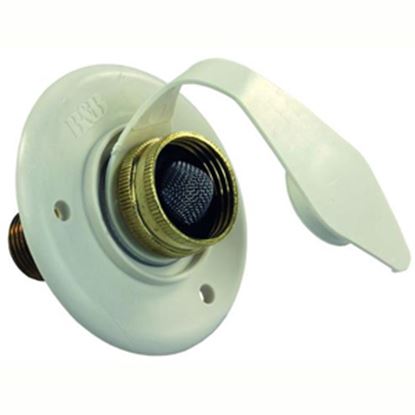 Picture of JR Products  Colonial White Flange Fresh Water Inlet w/Check Valve 160-85-A-16-A 10-0739