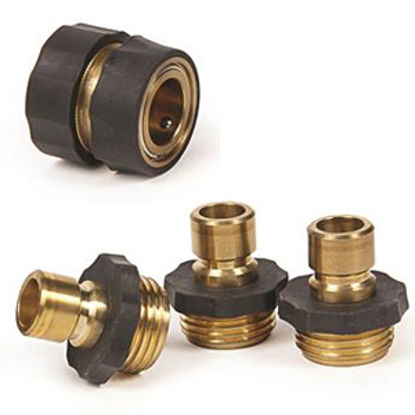 Picture of Camco  Brass QC Fresh Water Hose Connector For Std GHF Coupling w/Shut-Off Valve 20136 10-0875                               