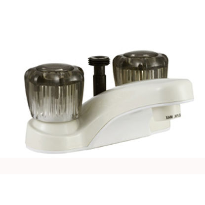 Picture of Dura Faucet  Bisque Parchment w/Smoke Knobs 4" Lavatory Faucet DF-PL720S-BQ 10-1321                                          