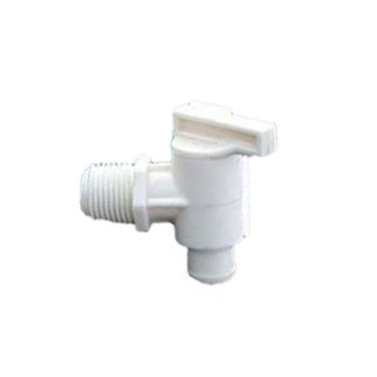 Picture of Petersen Molding  Artic White Plastic 3/8" MNPT Fresh Water Tank Drain Valve 18-964 A/W 10-3808                              