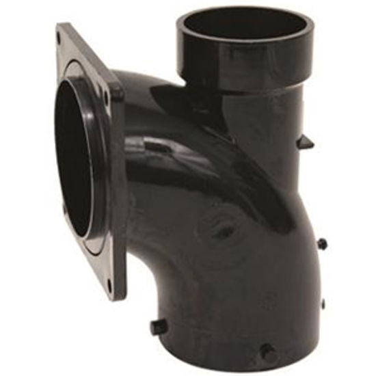 Picture of Valterra  Heel Inlet 1/4 Bend w/3"Bayonet Waste Valve Fitting w/ Flange T1030 11-0607                                        