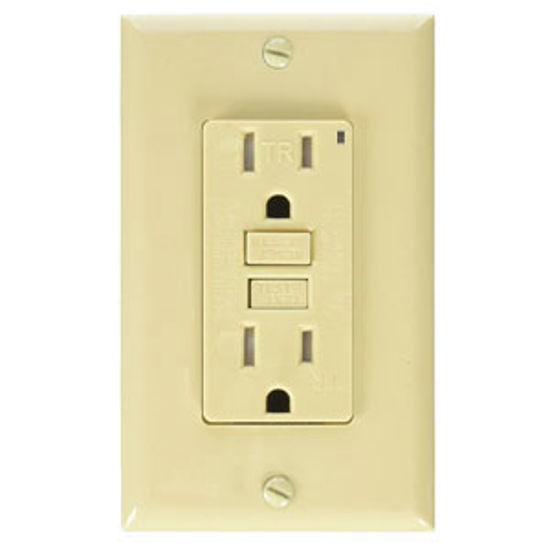 Picture of Diamond Group  Ivory 120V/ 15A Indoor/ Outdoor GFI Receptacle DG15VVP 19-1347                                                