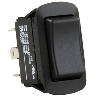Picture of JR Products  Black 125V/ 20A SPDT Rocker Switch 13845 19-2009                                                                