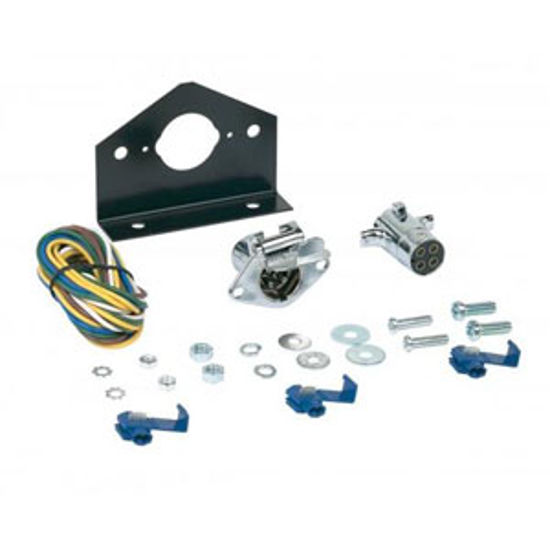 Picture of Hopkins Litemate 4-Pole Round Metal Trailer Wiring Kit w/ Bracket 48285 19-2403                                              