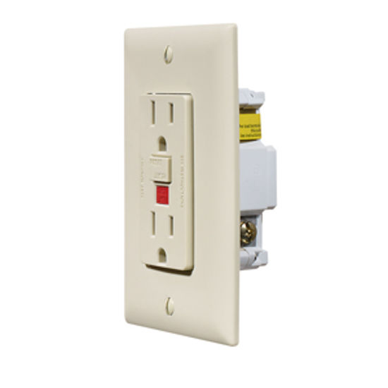 Picture of RV Designer  Ivory 125V Round Receptacle w/GFI S803 19-2408                                                                  