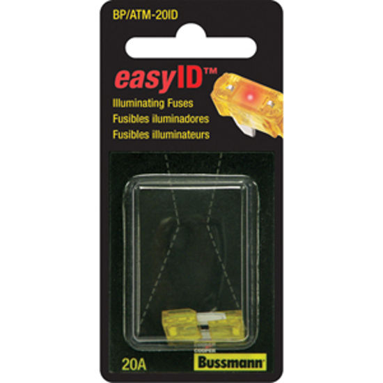 Picture of Bussman easyID 2-Pack 20A ATM Yellow Blade Fuse BP/ATM-20ID 19-2729                                                          