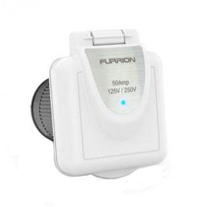 Picture of Furrion  White 125/250V 50A Outdoor Square Single Receptacle w/ Cover 381660 19-8170                                         
