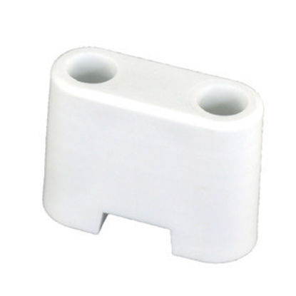 Picture of JR Products  Pol White Plastic 1-1/4"x1-5/8"x5/8" Screw Mount Door Stop Bumper 10685 20-0679                                 