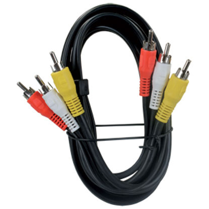 Picture of JR Products  Black 6' RCA/A-V Triple Cable 47935 24-0441                                                                     