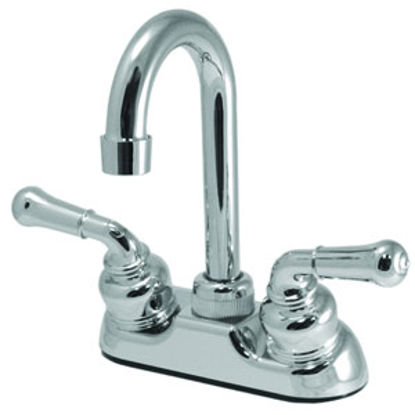 Picture of Relaqua  Chrome w/Clear Knobs 4" Lavatory Faucet w/Hi-Arc Spout ALL-402-02RC 69-0313                                         
