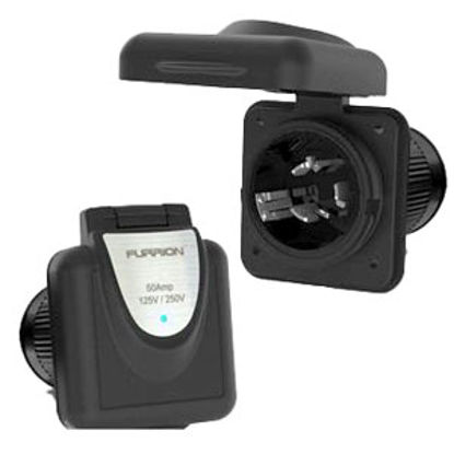 Picture of Furrion  Black 125/250V 50A Outdoor Square Single Receptacle w/ Cover 385702 69-9055                                         