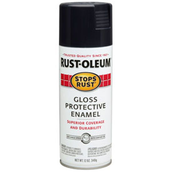 Picture of Rust-Oleum Stops Rust (R) 12Oz Gloss Black Spray Can Paint 7779830 69-9768                                                   