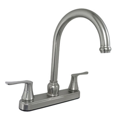 Picture of American Brass  8"Chrome Finish Gooseneck Kitchen Faucet w/ Handles U-YNN800GSN-DH3-25MM-E 71-5705                           