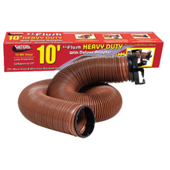 Picture of Valterra EZ Flush Bronze 10' HD 15 Mil Vinyl Sewer Hose w/ Adapter D04-0013 71-5765                                          