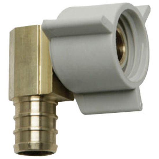 Picture of BestPEX  1/2" PEX x 1/2" FPT Plastic Swivel End Nut Brass Fresh Water 90 Deg Elbow 51198 72-0839                             